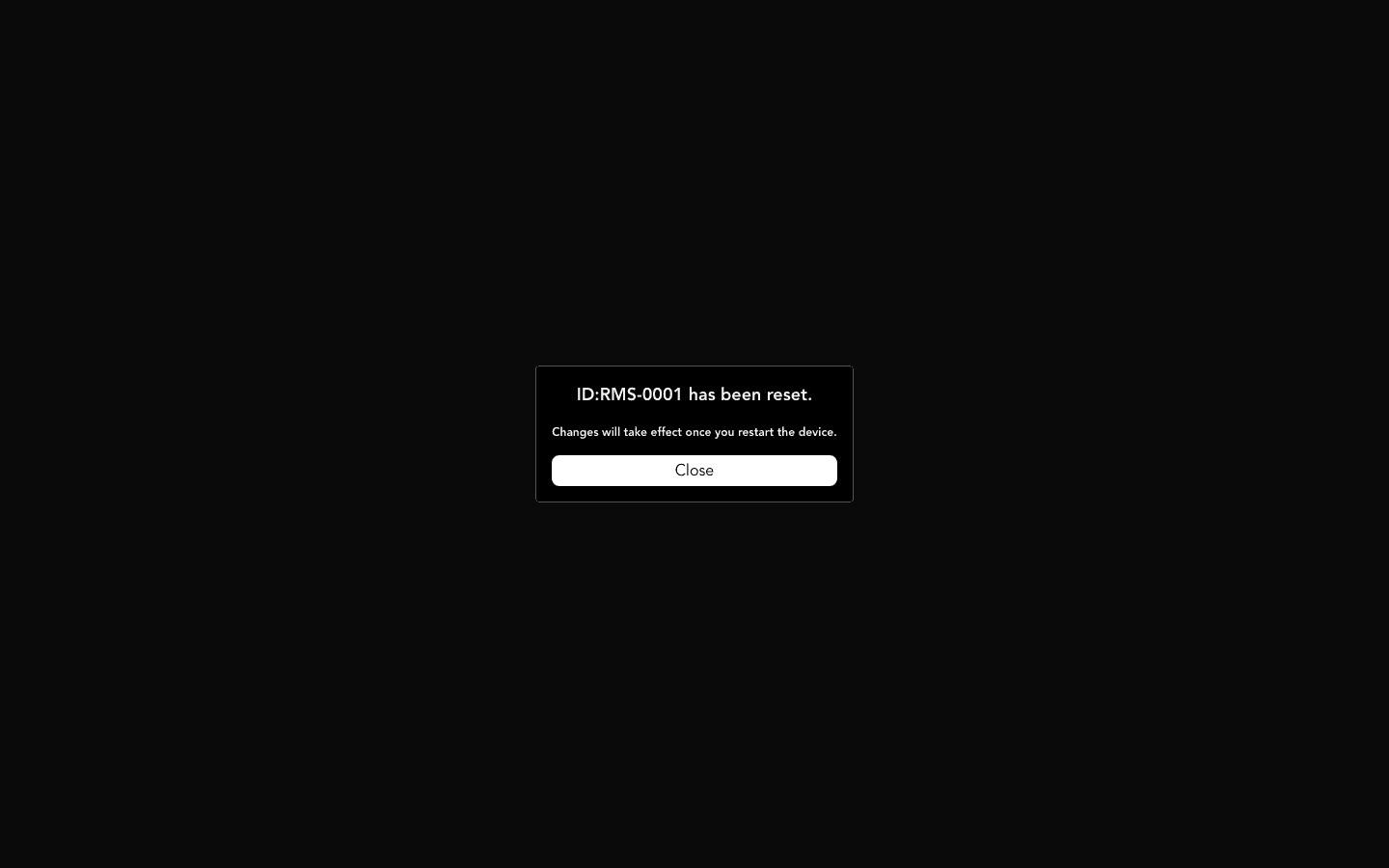 Factory reset confirmation