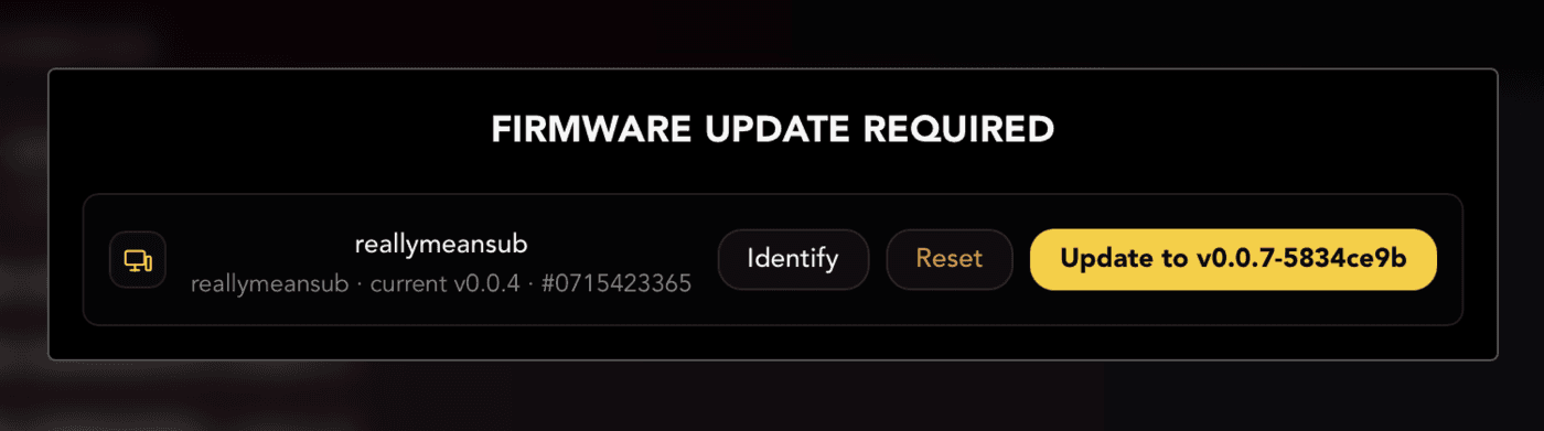 Firmware update required