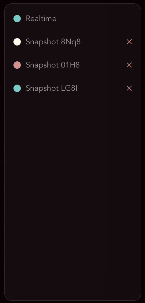 The snapshot list