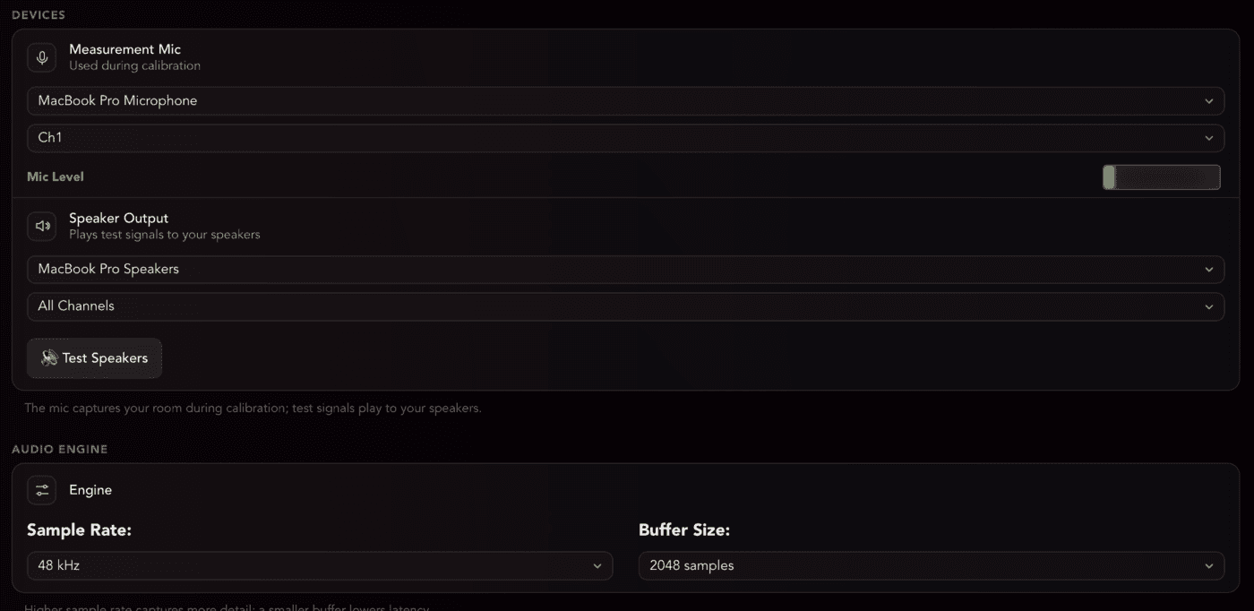 Audio settings
