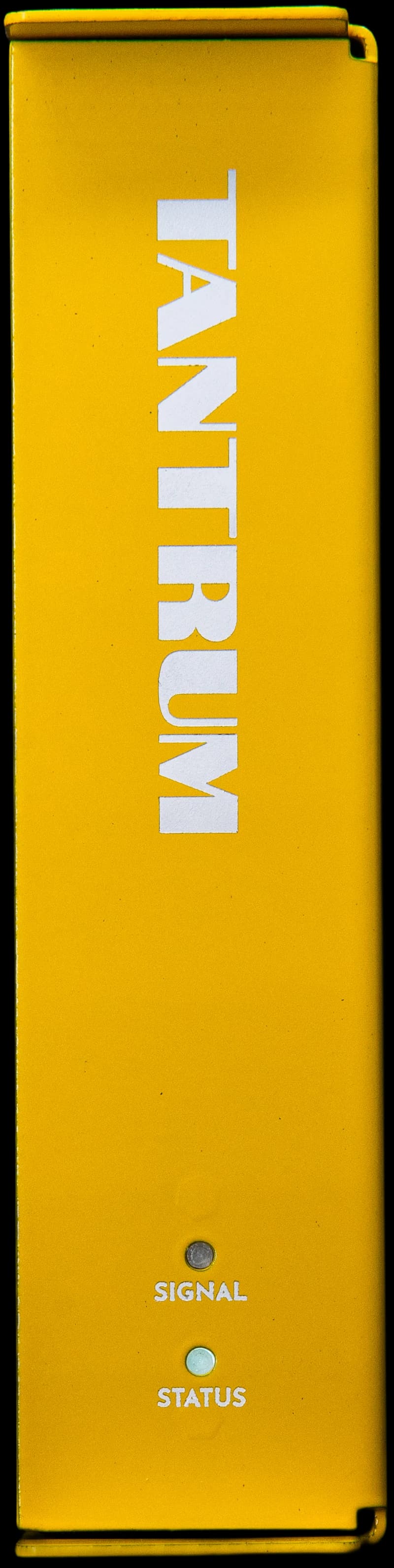 NEXUS DSP speaker processor by Tantrum Audio, a tall yellow unit with signal and status LEDs